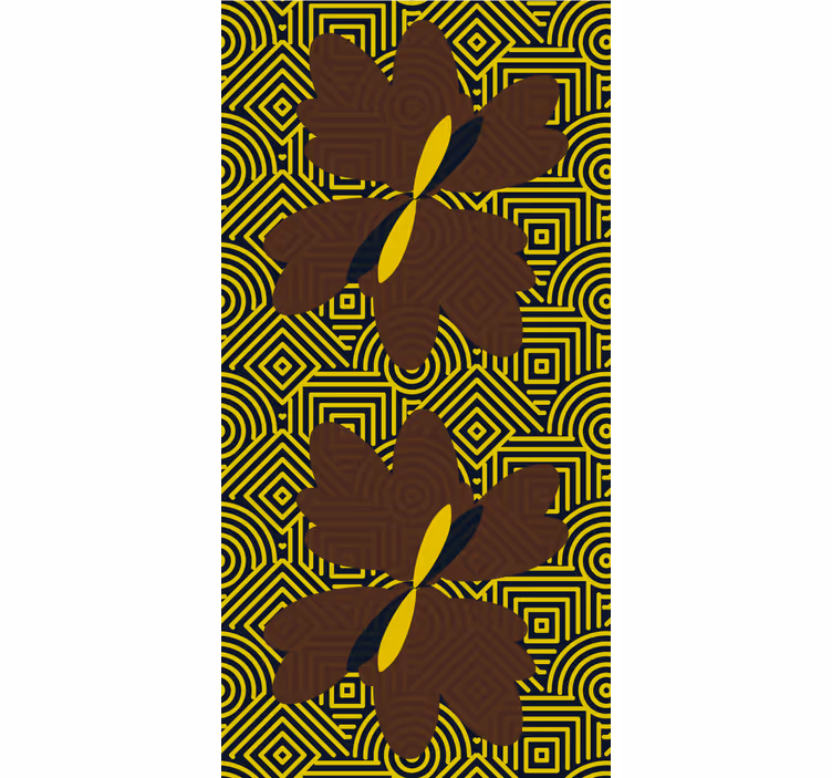 Yellow and brown pattern floral ornament wallpaper - TenStickers