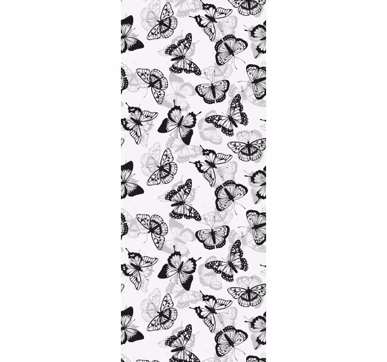 Fluttering black silhouettes butterfly wallpaper - TenStickers