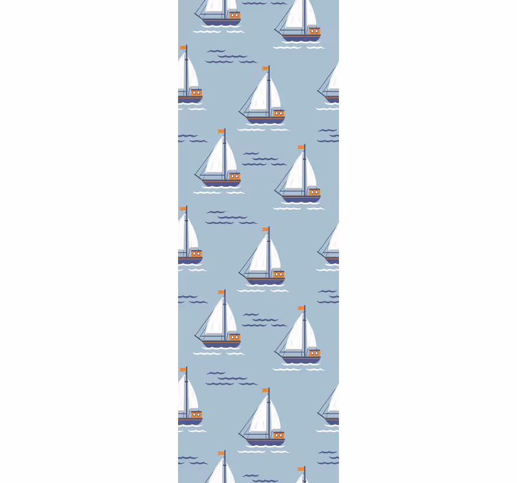 Sailboats on Waves bathroom wallpaper - TenStickers
