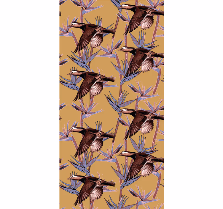 Flocking tropical motif birds wallpaper - TenStickers