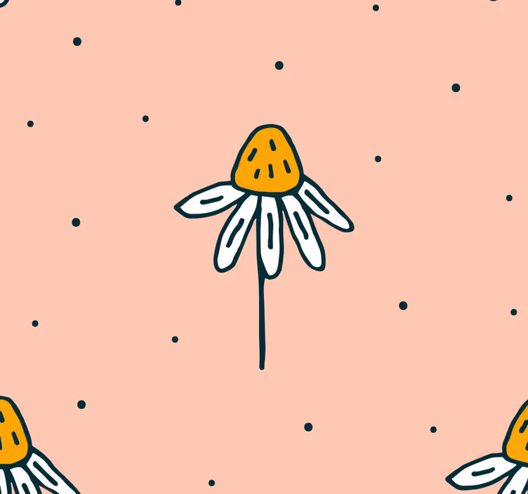 Daisies pattern on pink background nursery wallpaper - TenStickers