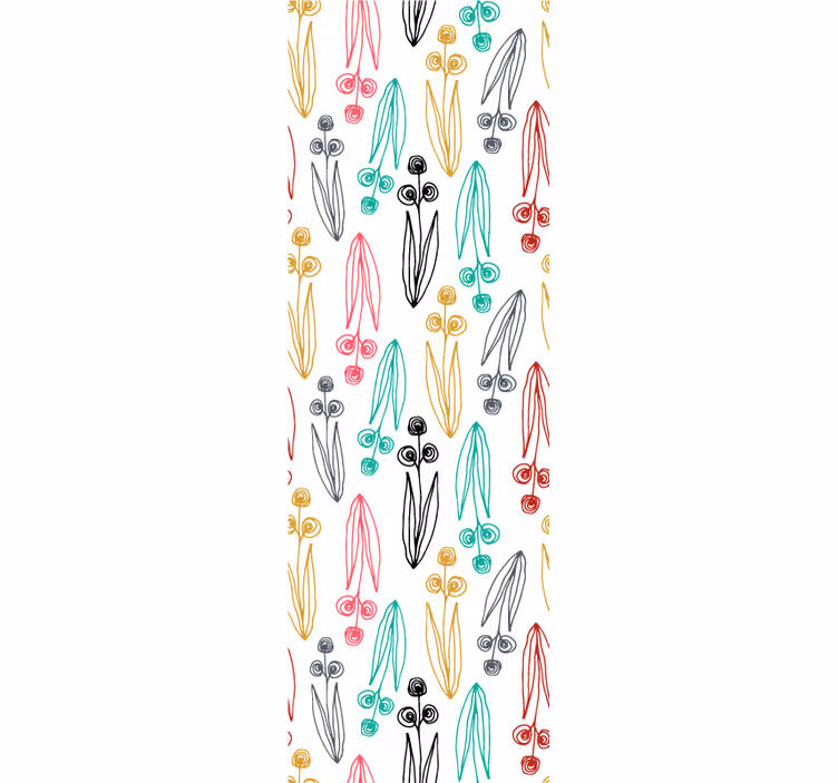 Floral ornament wallpaper in vibrant floral colors - TenStickers