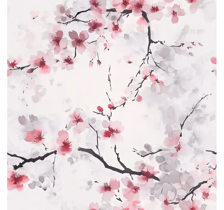 Pink cherry blossom wall covering bathroom wallpaper - TenStickers