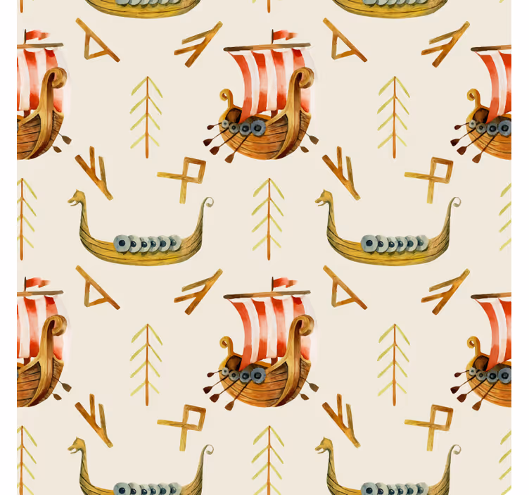 Nature wallpaper viking ship design - TenStickers