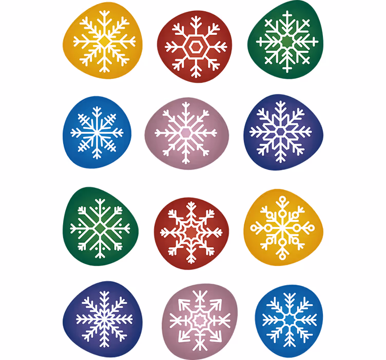 Christmas wallpaper colorful snowflakes - TenStickers