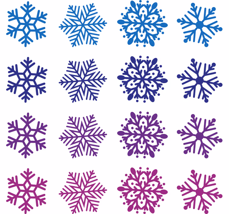 Christmas wallpaper with purple and blue snowflakes - TenStickers