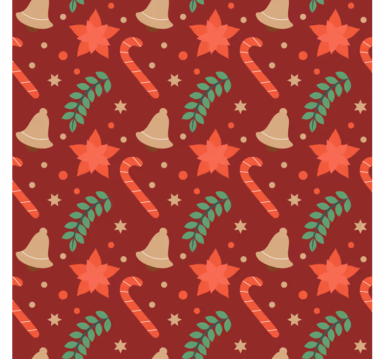 Christmas wallpaper with christmas candy pattern - TenStickers