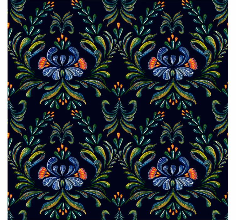 Ornamental wallpaper colorful folk design - TenStickers