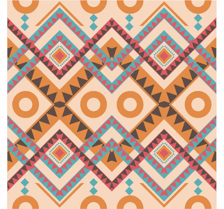 Living room wallpaper with multicolored diamond pattern - TenStickers