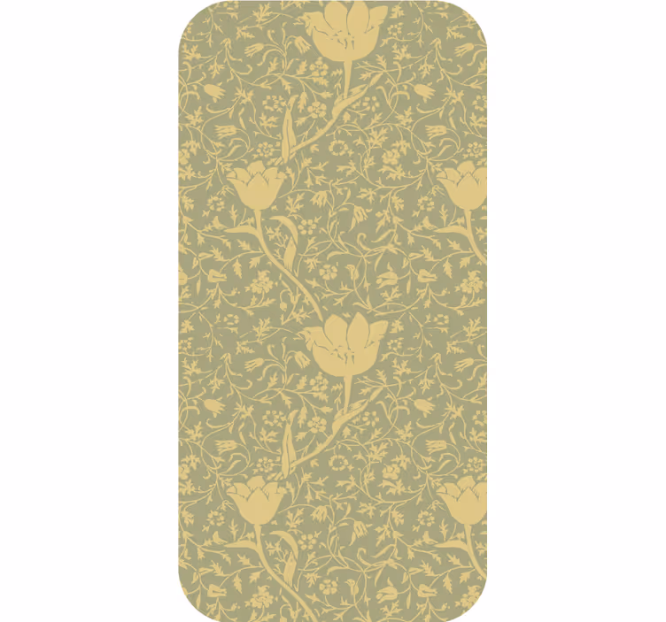 Ornamental wallpaper in gold and green floral pattern - TenStickers
