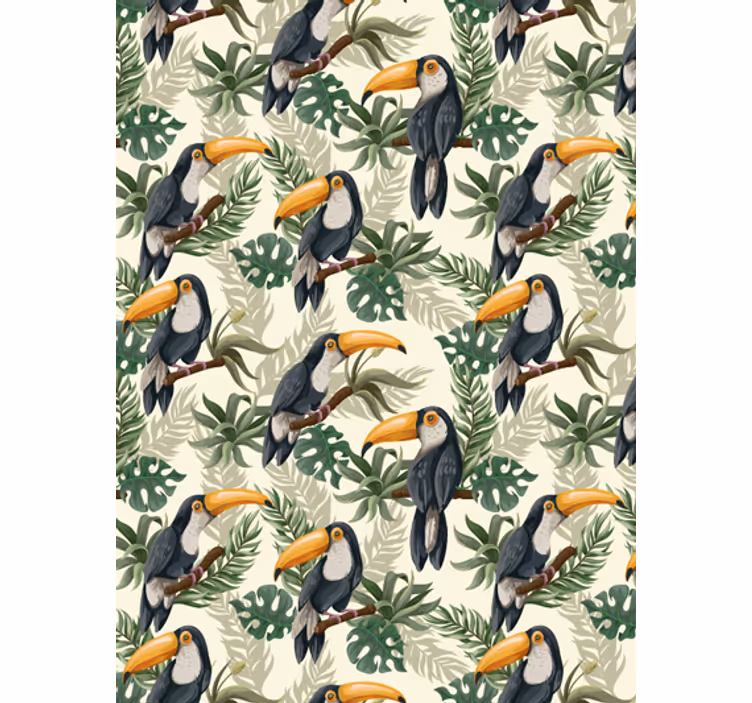 Jungle wallpaper featuring jungle toucans - TenStickers