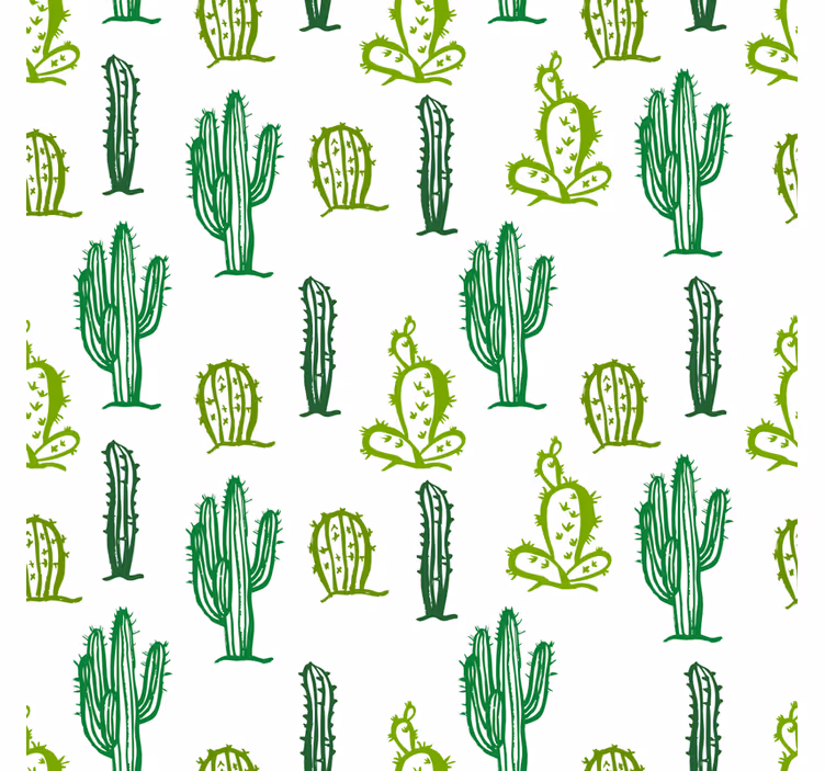 Living room wallpaper green cactus design - TenStickers