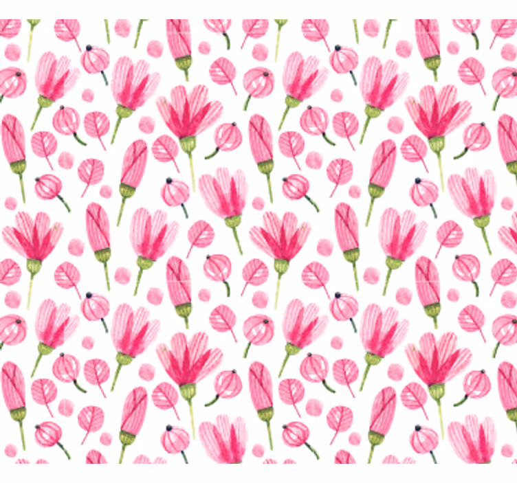 Living room wallpaper pink floral pattern - TenStickers