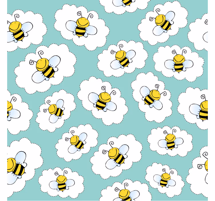 Kids wallpaper clouds and bees - TenStickers