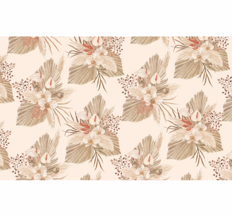 Living room wallpaper dried flower with pampas grass - TenStickers