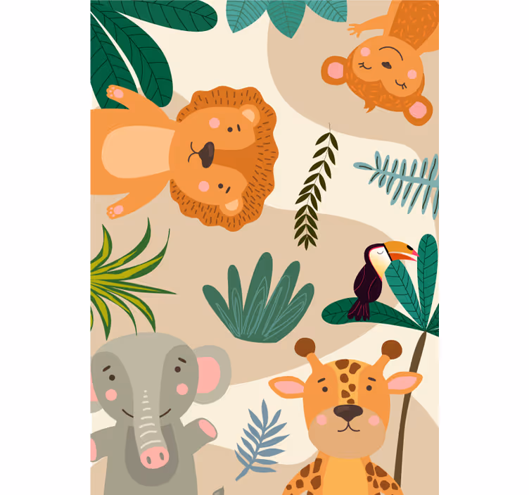 Animal wallpaper kids nordic jungle animals - TenStickers