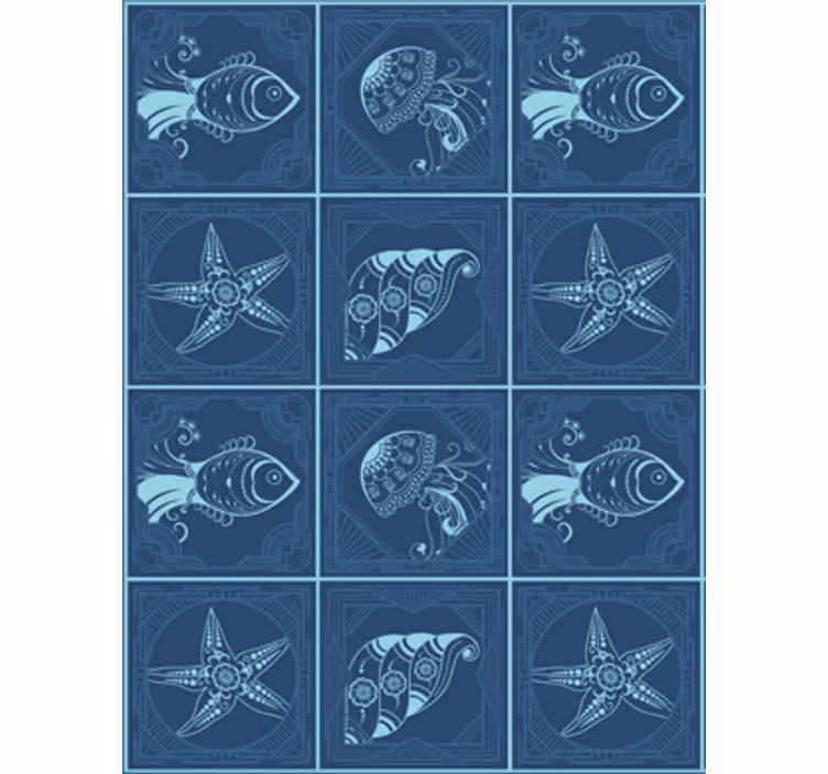 Animal wallpaper featuring decorative sea life - TenStickers