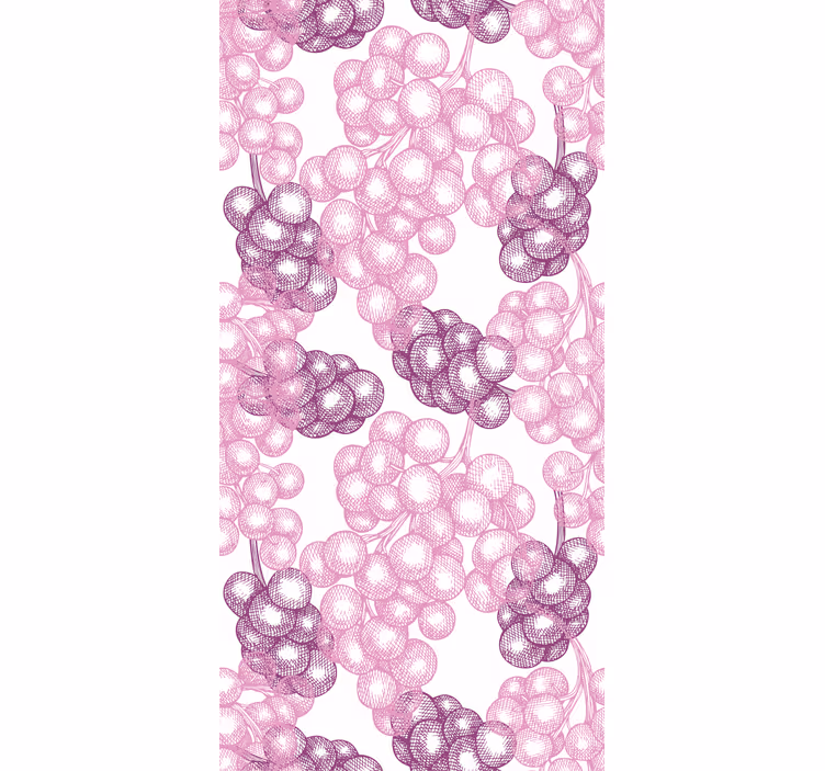Bedroom wallpaper hand drawn pink and purple grapes - TenStickers