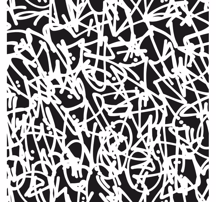 Bedroom wallpaper in black and white graffiti - TenStickers