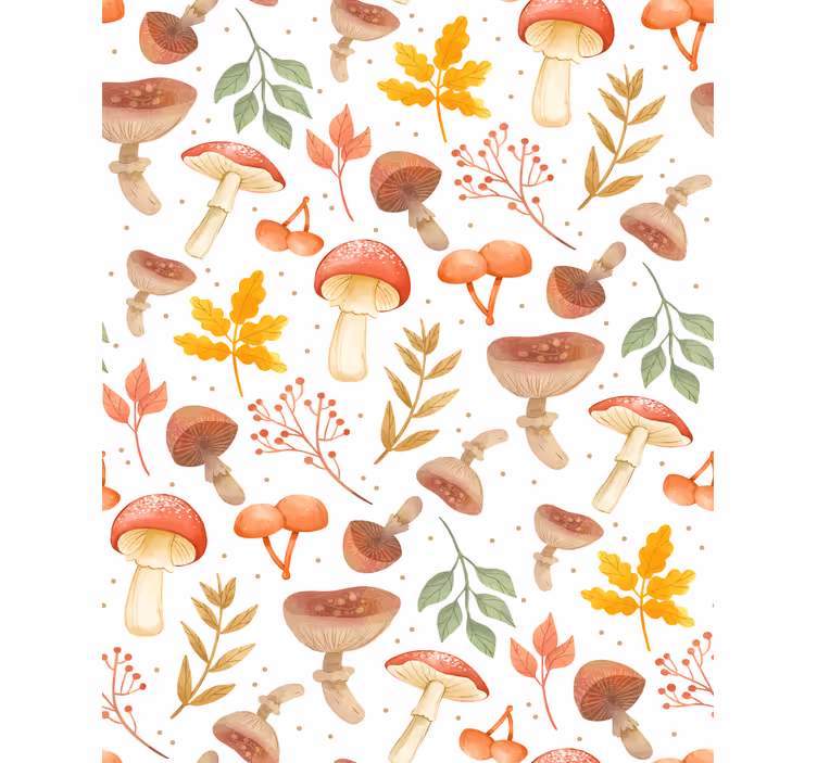 Texture pattern wallpaper hand painted mushroom design - TenStickers