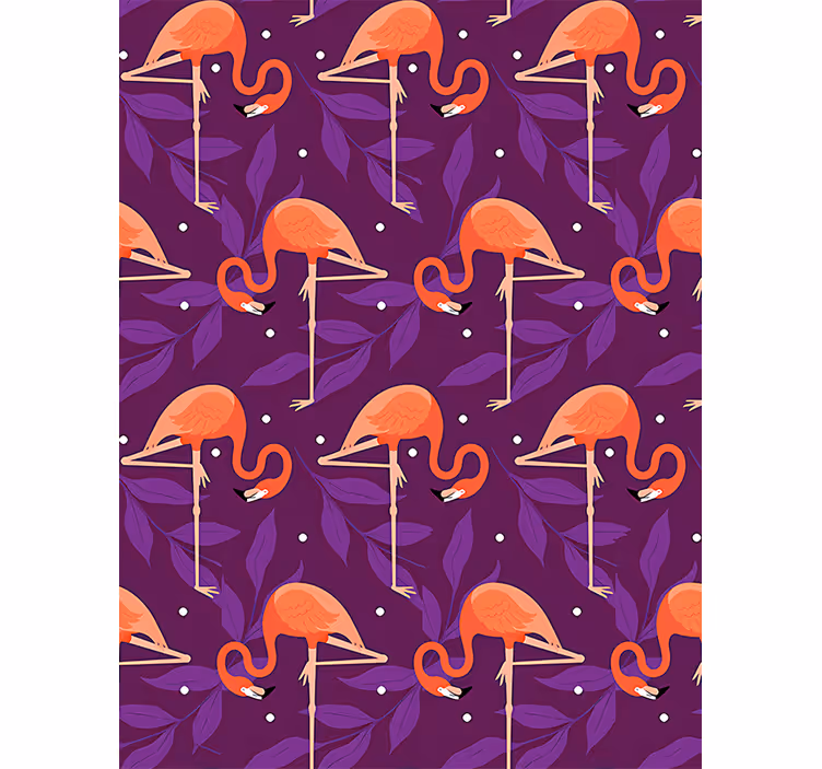 Birds wallpaper pink tropical flamingos design - TenStickers