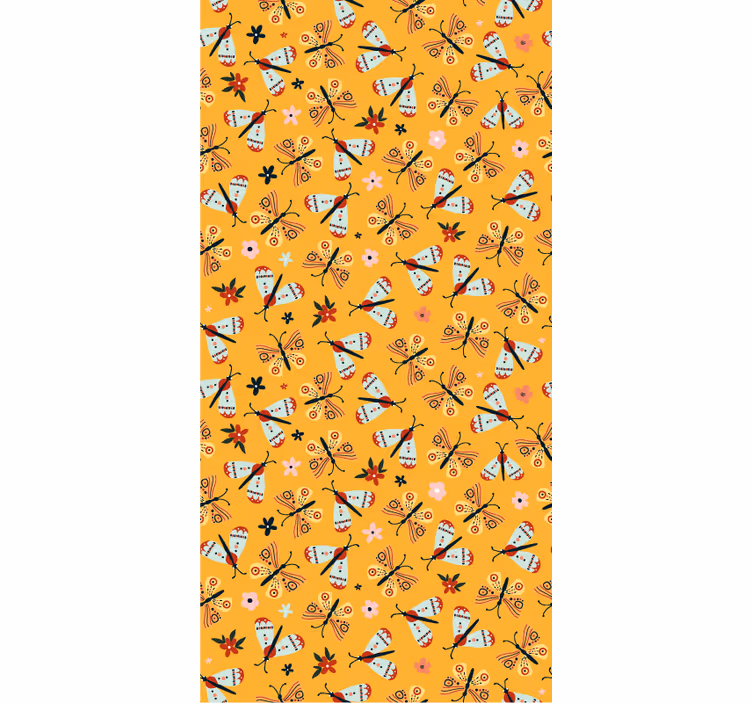 Animal wallpaper with hand drawn butterflies - TenStickers