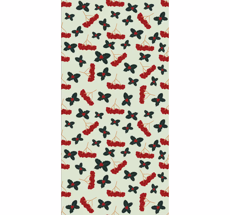 Christmas wallpaper hand-drawn berry pattern - TenStickers
