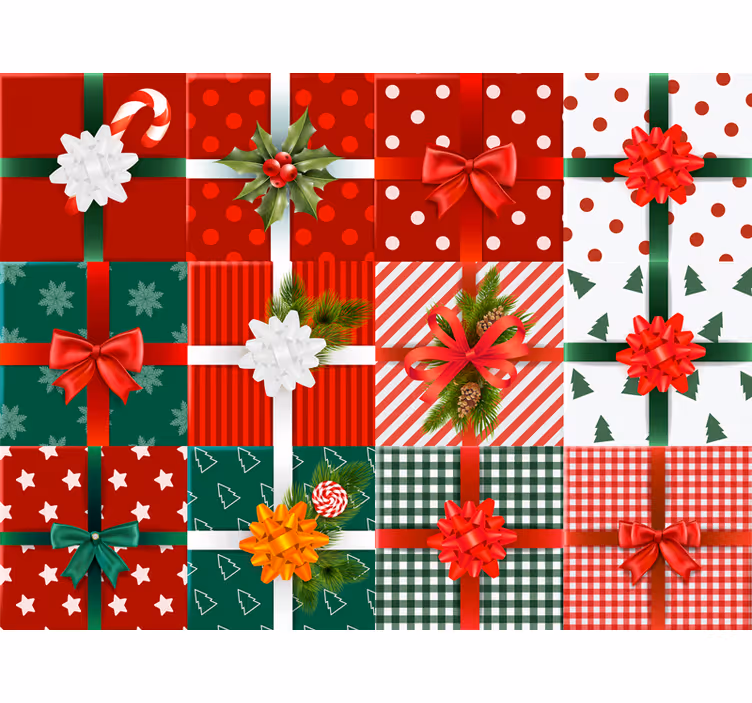 Christmas wallpaper festive gift designs - TenStickers