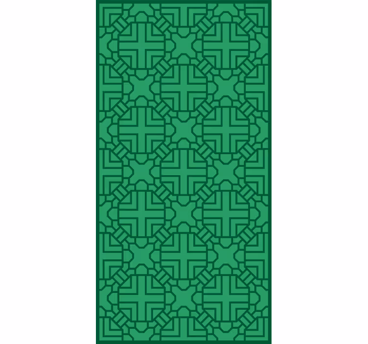 Hallway wallpaper with geometric green design - TenStickers