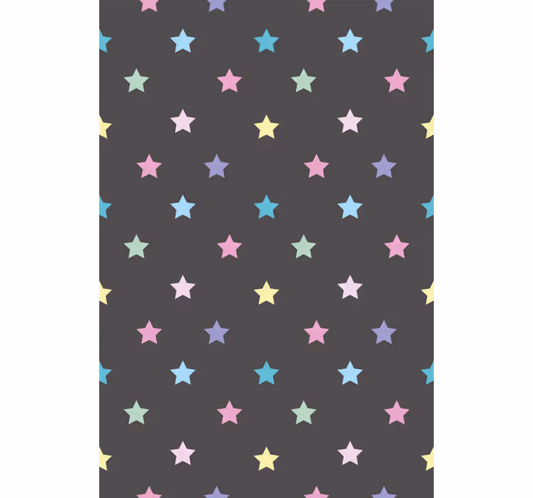 Hallway wallpaper with colored stars on grey background - TenStickers