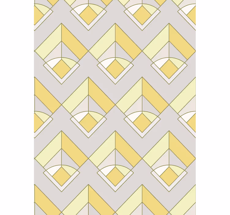 Geometric wallpaper yellow and gray pattern - TenStickers