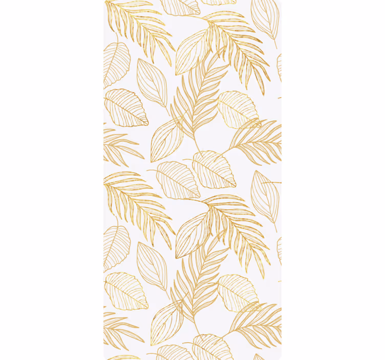 Nature wallpaper white with golden leaves - TenStickers