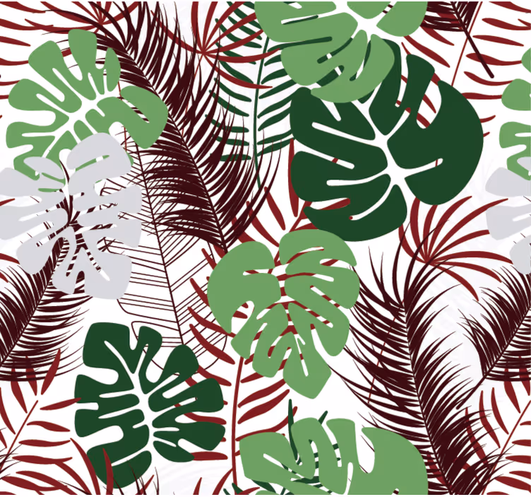 Nature wallpaper monstera leaves with red branches - TenStickers