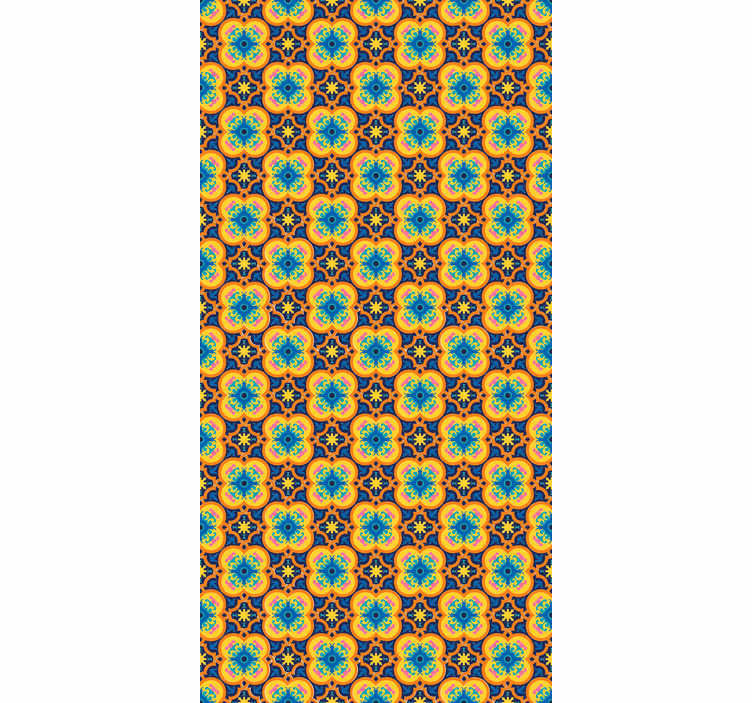 Textured wallpaper with yellow and blue boho pattern - TenStickers