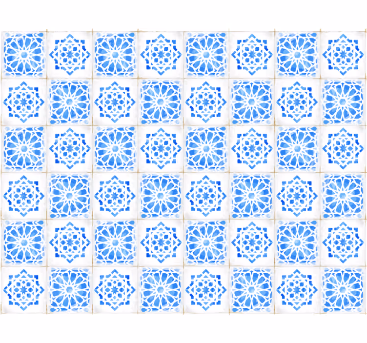 Tile wallpaper intricate blue designs - TenStickers