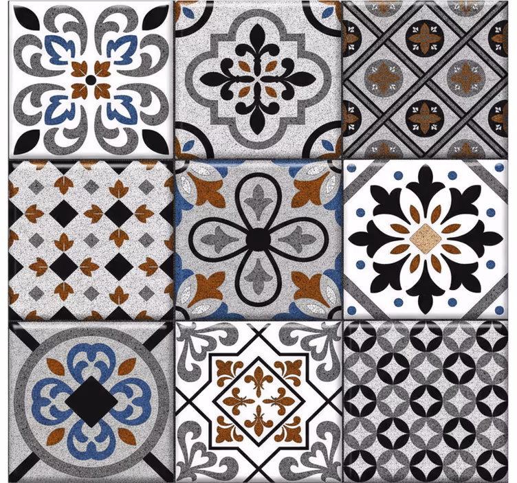 Tile wallpaper moroccan dark pattern - TenStickers