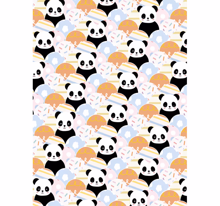 Kids wallpaper with patchwork panda design - TenStickers