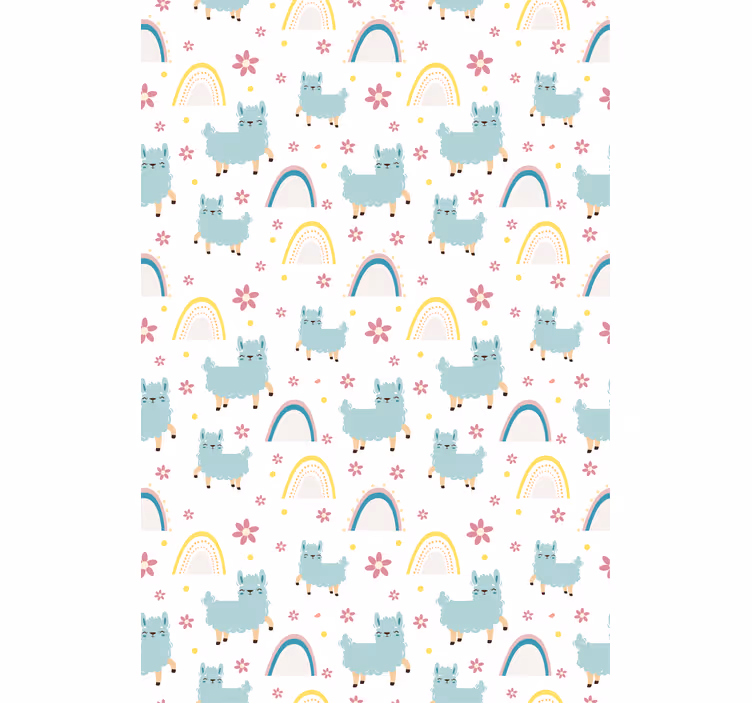 Kids wallpaper funny sheep unicorns pattern - TenStickers