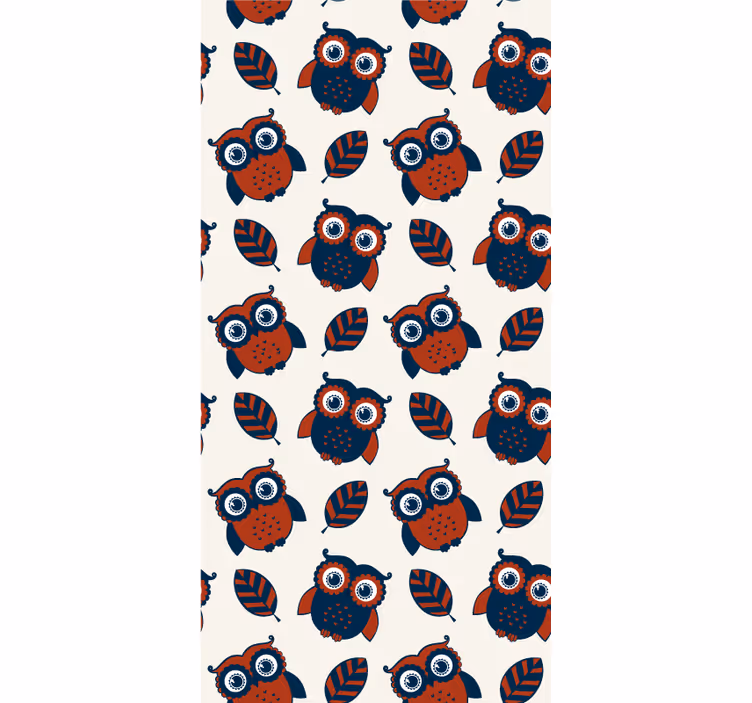 Kids wallpaper blue and red owls pattern - TenStickers