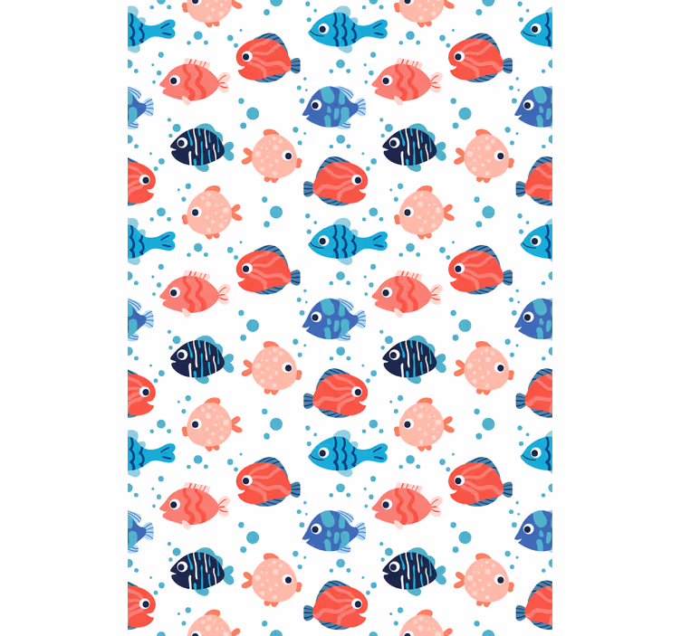 Kids wallpaper pink and blue fish - TenStickers