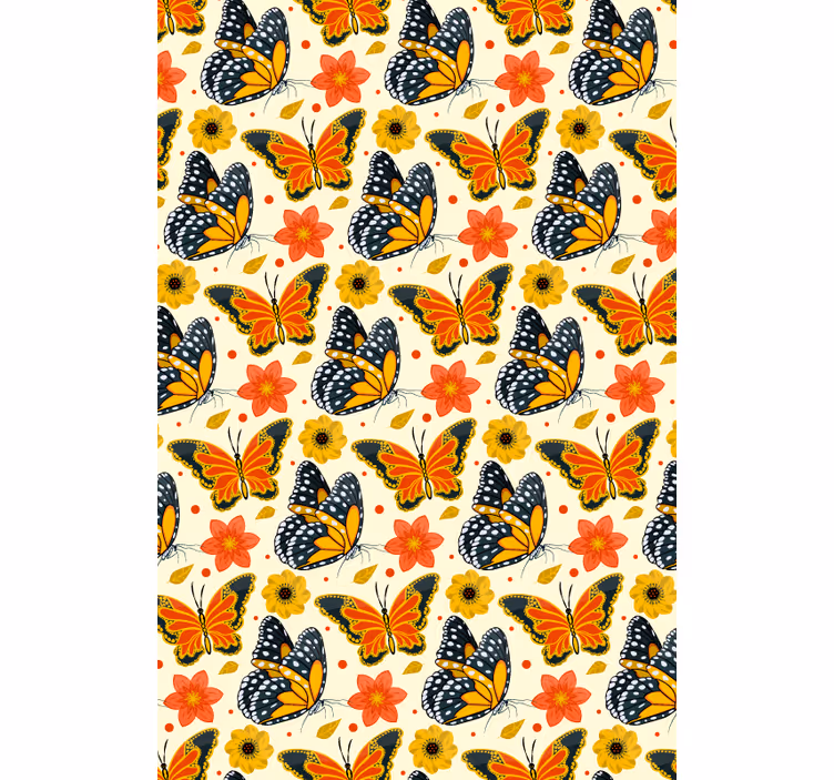 Kids wallpaper butterflies floral design - TenStickers