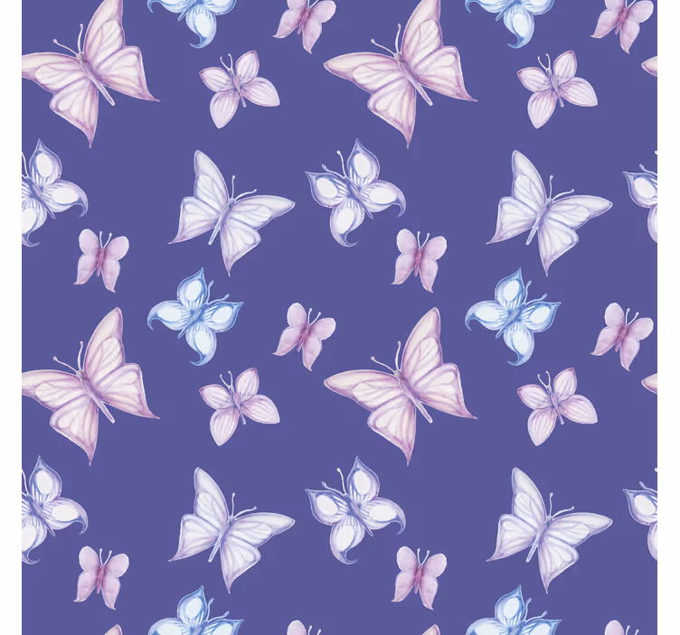 Butterfly wallpaper on a purple background - TenStickers