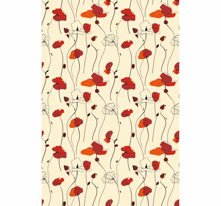 Classic wallpaper poppies design - TenStickers