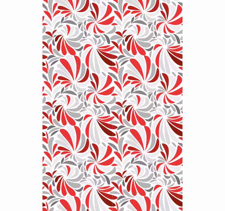 Classic wallpaper gray and red floral design - TenStickers