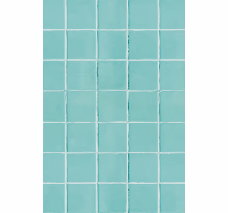 Living room wallpaper turquoise tiled design - TenStickers