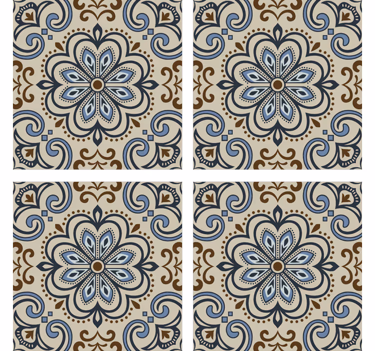 Tile wallpaper floral design - TenStickers