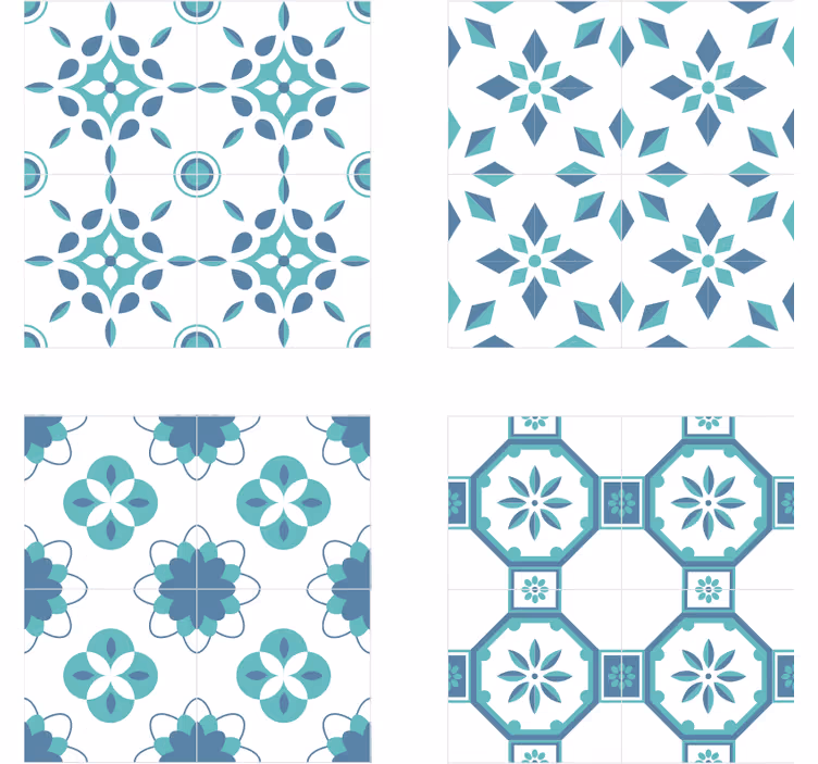 Tile wallpaper floral tile pattern - TenStickers