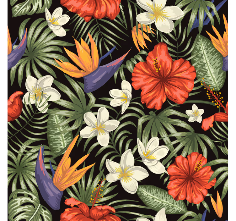Flower wallpaper tropical jungle plants design - TenStickers
