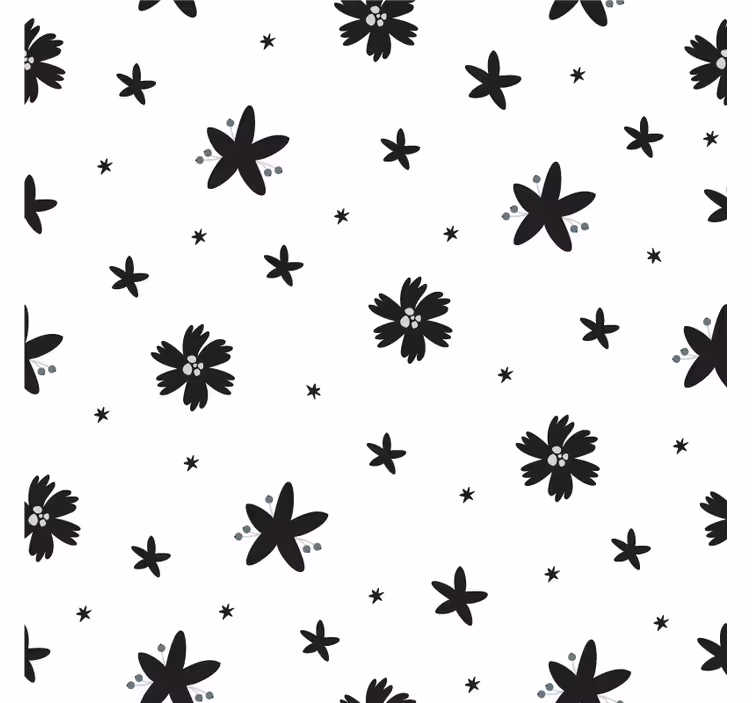 Flower wallpaper black and white ink floral design - TenStickers