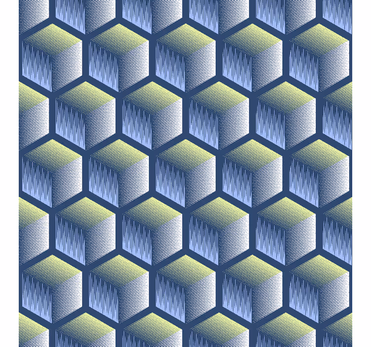 Geometric wallpaper hexagonal cube design - TenStickers